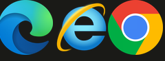 logo for Microsoft Edge, Internet Explorer, and Chrome