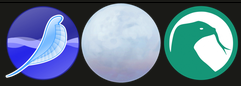 logos for seamonkey, pale moon, and basilisk