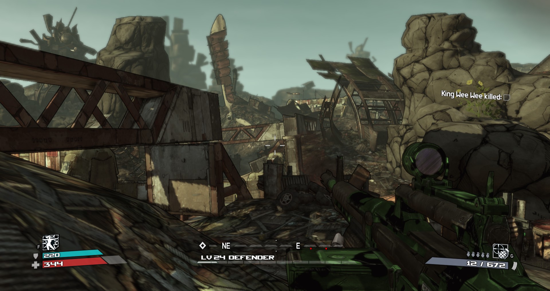 a screenshot of a junkyard in Borderlands