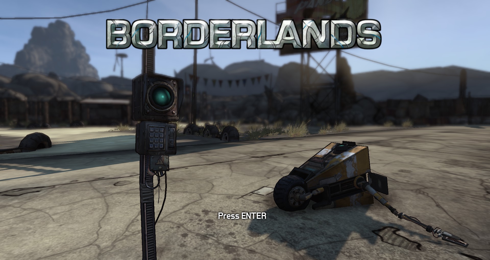 a screenshot of the Borderlands title screen